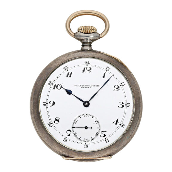Swiss silver and gold lever pocket watch with 24h dial Circa 1910 Swiss silver and gold lever pocket watch with 24h dial Circa 1910