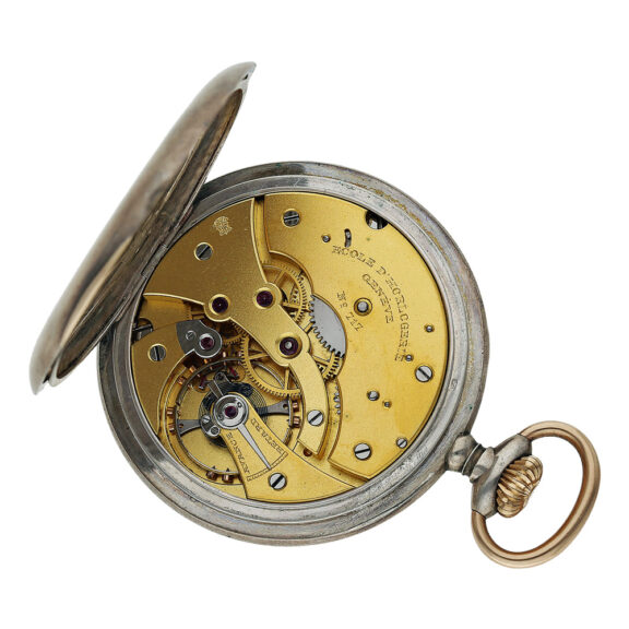 Swiss silver and gold lever pocket watch with 24h dial Circa 1910 Swiss silver and gold lever pocket watch with 24h dial Circa 1910