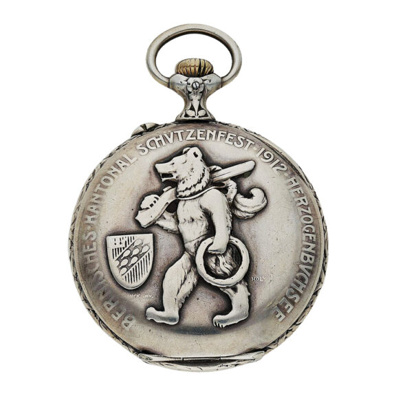 Swiss silver open faced marksman's pocket watch Circa 1912 Swiss silver open faced marksman's pocket watch Circa 1912