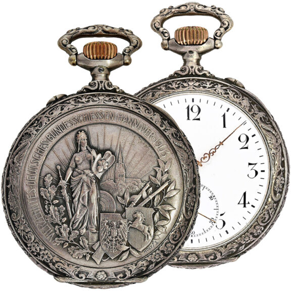 Swiss rare silver rifle watch for shooting contest Circa 1903