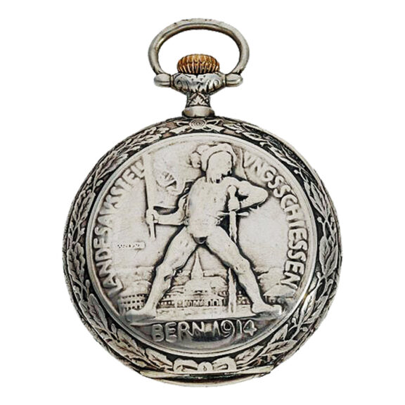 Swiss silver marksman's watch with heavy chain Circa 1914 Swiss silver marksman's watch with heavy chain Circa 1914
