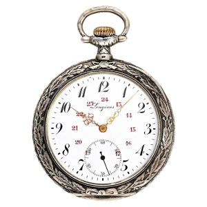 Swiss silver marksman's watch with heavy chain Circa 1914
