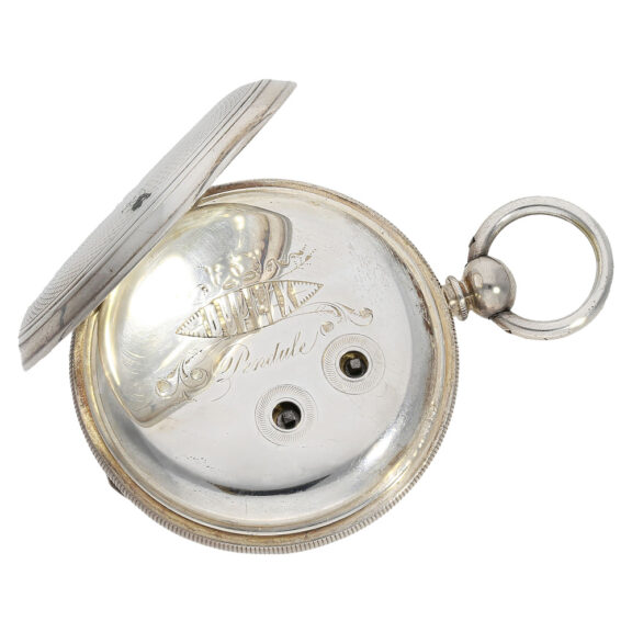 Fine English silver duplex center seconds pocket watch Circa 1850 Fine English silver duplex center seconds pocket watch Circa 1850