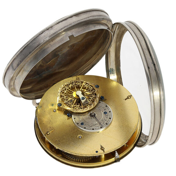Probably French silver calendar spindle pocket watch Circa 1800 Probably French silver calendar spindle pocket watch Circa 1800