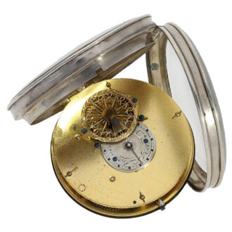 Probably French silver calendar spindle pocket watch Circa 1800