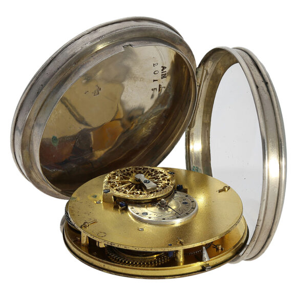 Probably French silver calendar spindle pocket watch Circa 1800 Probably French silver calendar spindle pocket watch Circa 1800