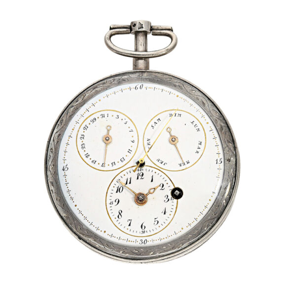 Probably French silver calendar spindle pocket watch Circa 1800