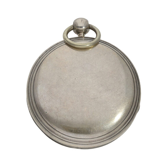 Swiss silver spindle pocket watch with enamel painting Circa 1800 Swiss silver spindle pocket watch with enamel painting Circa 1800