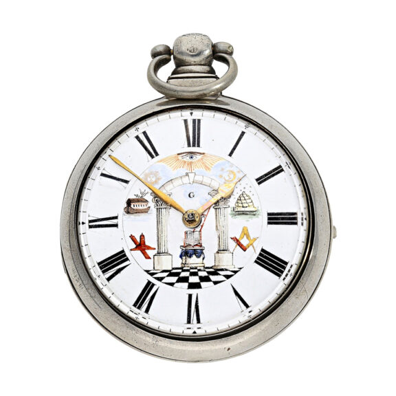 English silver pair cased watch with Masonic dial Circa 1830