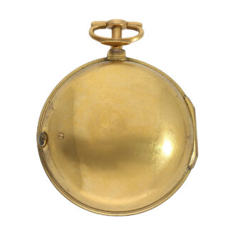 English brass gold-plated pair-cased verge pocket watch Circa 1710