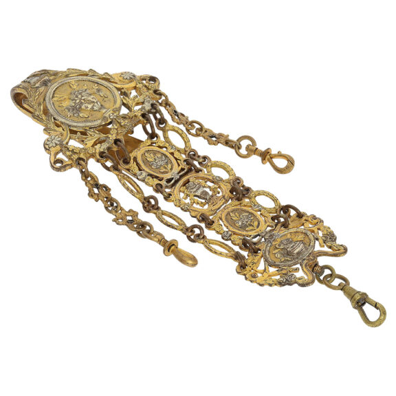 English verge with matching repoussé chatelaine Circa 1760 English verge with matching repoussé chatelaine Circa 1760