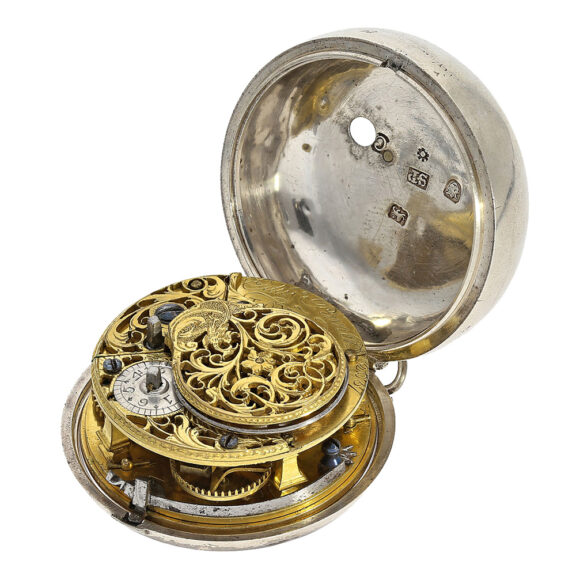 English silver verge watch with repoussé decoration Circa 1778 English silver verge watch with repoussé decoration Circa 1778