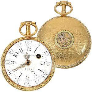 French attractive four-coloured gold pocket watch Circa 1770
