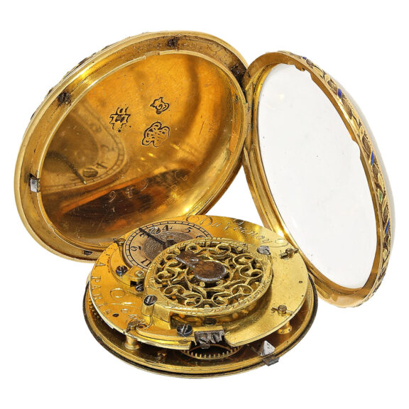French gold enamel pearls set lady’s pocket watch Circa 1775 French gold enamel pearls set lady’s pocket watch Circa 1775