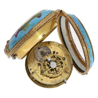 German gold-plated blue enamel erotic pocket watch Circa 1800 German gold-plated blue enamel erotic pocket watch Circa 1800