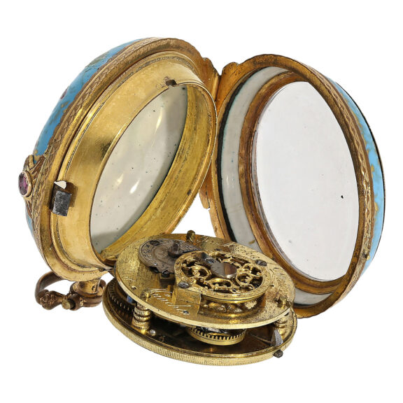 German gold-plated blue enamel erotic pocket watch Circa 1800 German gold-plated blue enamel erotic pocket watch Circa 1800