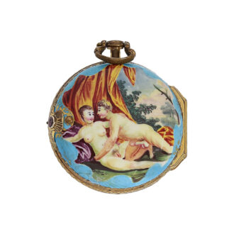 German gold-plated blue enamel erotic pocket watch Circa 1800 German gold-plated blue enamel erotic pocket watch Circa 1800