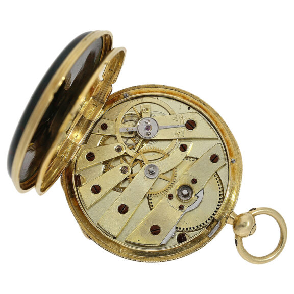 Swiss 18K gold miniature bloodstone pocket watch Circa 1820 Swiss 18K gold miniature bloodstone pocket watch Circa 1820