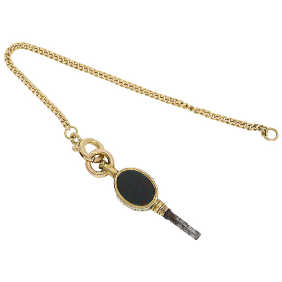 Swiss 18K gold miniature bloodstone pocket watch Circa 1820 Swiss 18K gold miniature bloodstone pocket watch Circa 1820