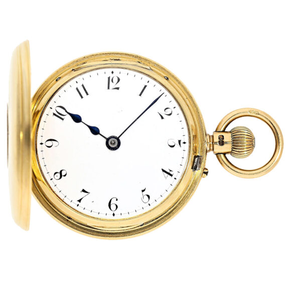 English 18K gold half hunting cased lever watch Circa 1888 English 18K gold half hunting cased lever watch Circa 1888