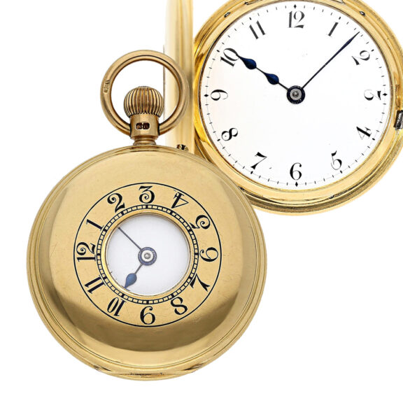 English 18K gold half hunting cased lever watch Circa 1888 English 18K gold half hunting cased lever watch Circa 1888