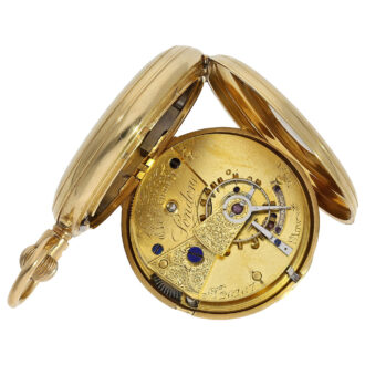 English 18K gold half hunting cased lever watch Circa 1888