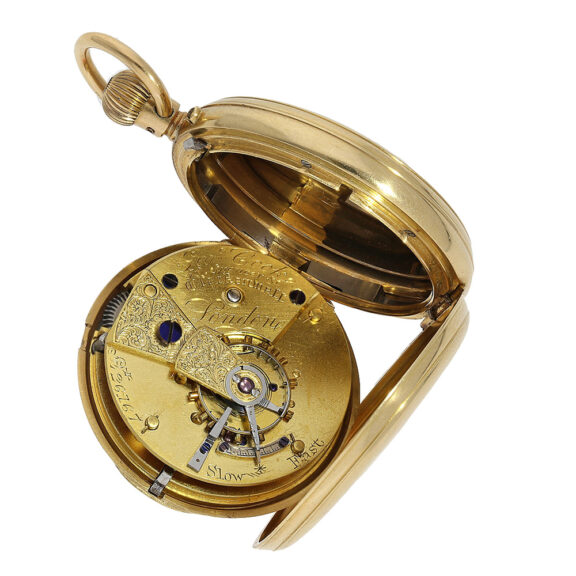 English 18K gold half hunting cased lever watch Circa 1888 English 18K gold half hunting cased lever watch Circa 1888