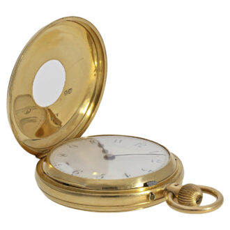 English 18K gold half hunting cased lever watch Circa 1888