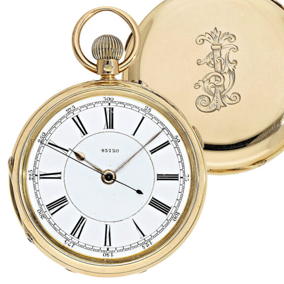 English gold centre seconds observation watch Circa 1892