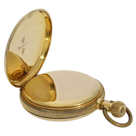 American 18K gold hunting cased pocket watch Circa 1880 American 18K gold hunting cased pocket watch Circa 1880