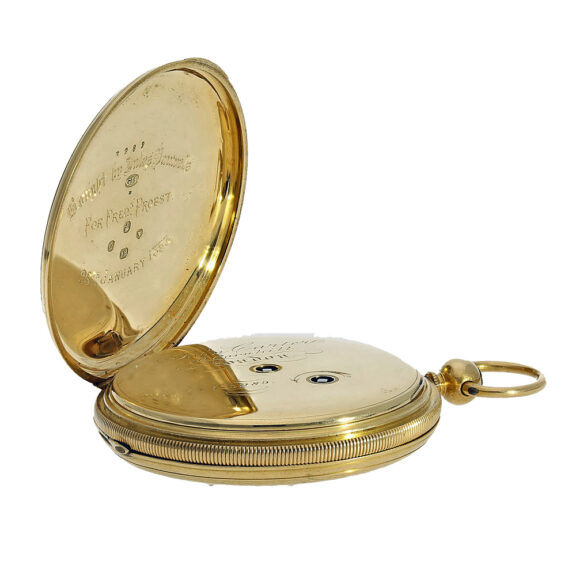 English 18K gold hunting cased duplex pocket watch Circa 1851 English 18K gold hunting cased duplex pocket watch Circa 1851
