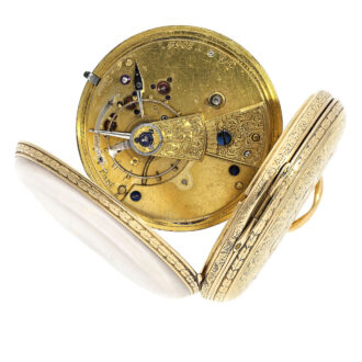 English 18 carat gold open faced pocket watch Circa 1866