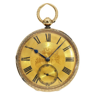 English 18 carat gold open faced pocket watch Circa 1866