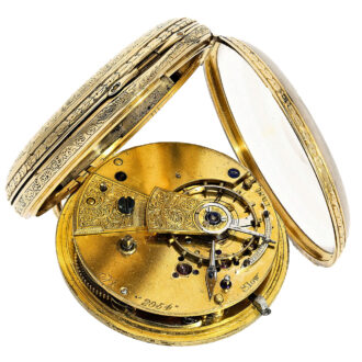 English 18 carat gold open faced pocket watch Circa 1866