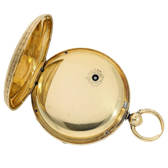 English 18 carat gold open faced pocket watch Circa 1866 English 18 carat gold open faced pocket watch Circa 1866