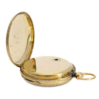 English 18 carat gold open faced pocket watch Circa 1866