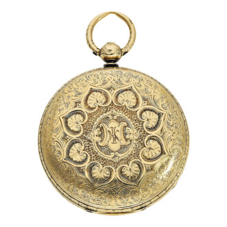 English 18 carat gold open faced pocket watch Circa 1866