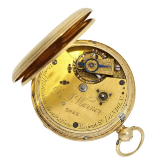 English 18K gold duplex open faced pocket watch Circa 1857