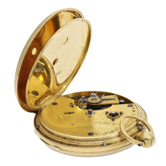 English 18K gold duplex open faced pocket watch Circa 1857