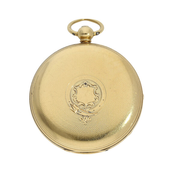 English 18K gold duplex open faced pocket watch Circa 1857 English 18K gold duplex open faced pocket watch Circa 1857