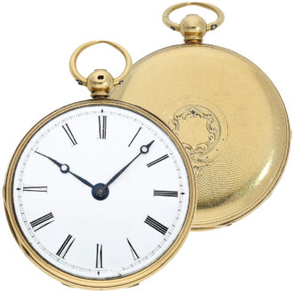 English 18K gold duplex open faced pocket watch Circa 1857