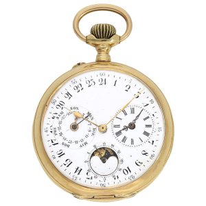Rare astronomical Swiss pocket watch with 24-hour dial Circa 1890