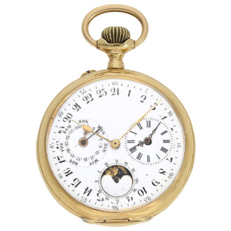 Rare astronomical Swiss pocket watch with 24-hour dial Circa 1890