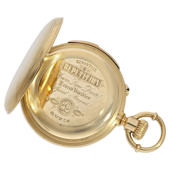 Heavy Swiss gold quarter repeating precision watch Circa 1875 Heavy Swiss gold quarter repeating precision watch Circa 1875