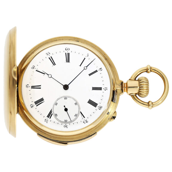 Heavy Swiss gold quarter repeating precision watch Circa 1875