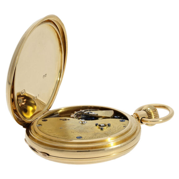 Heavy English gold lever watch with power reserve Circa 1886 Heavy English gold lever watch with power reserve Circa 1886