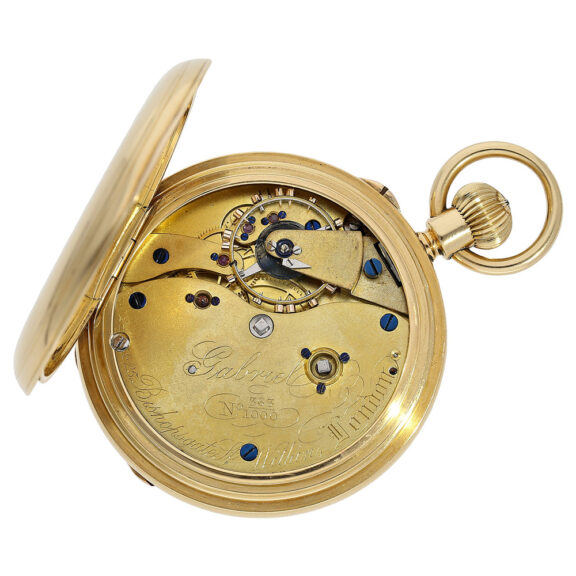 Heavy English gold lever watch with power reserve Circa 1886 Heavy English gold lever watch with power reserve Circa 1886
