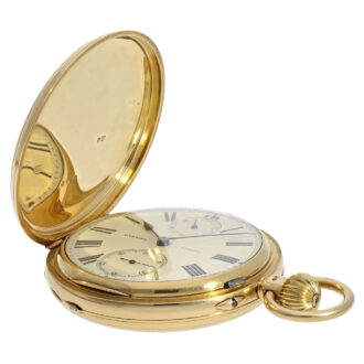 Heavy English gold lever watch with power reserve Circa 1886