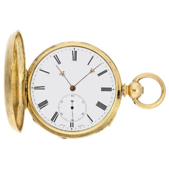 Swiss gold hunting cased repeating chronometer watch Circa 1870