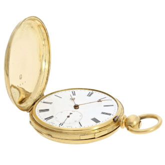Swiss gold hunting cased repeating chronometer watch Circa 1870
